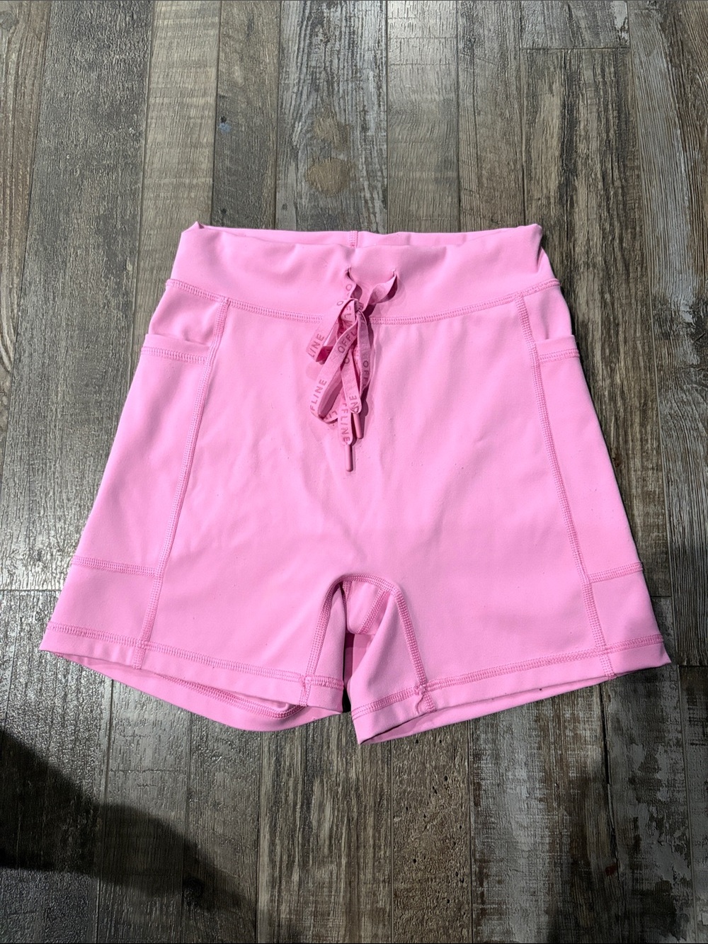 aerie offline Pink High-Rise Drawstring Bike Shorts